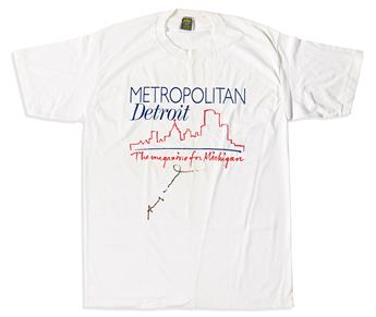 WARHOL, ANDY; AND ROY LICHTENSTEIN. Two items, each Signed by one: Warhol. T-Shirt for Metropolitan Detroit magazine * Lichtenstein. Po